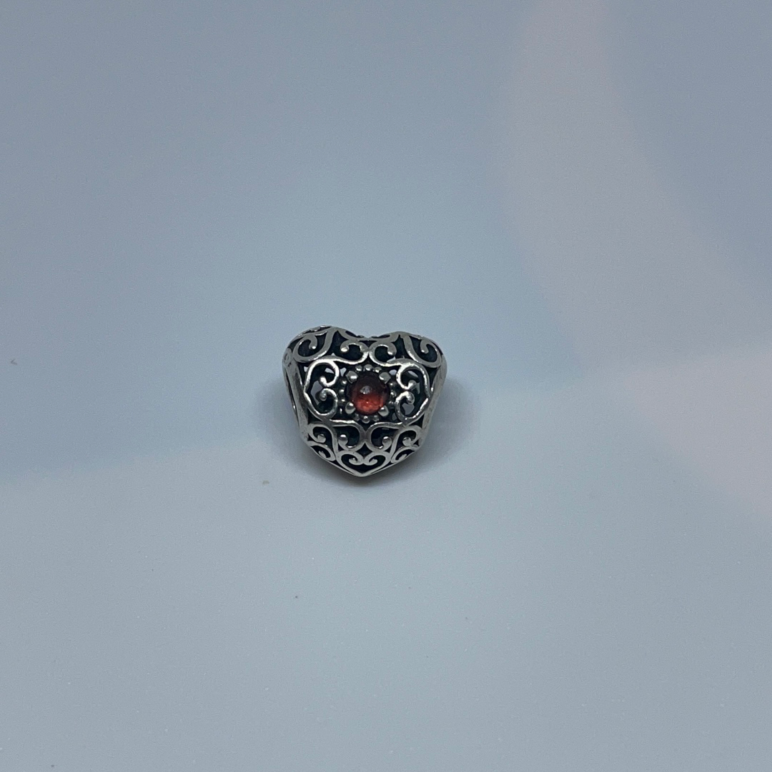 Genuine Pandora Red Heart Birthstone Garnet January/ July Birthstone