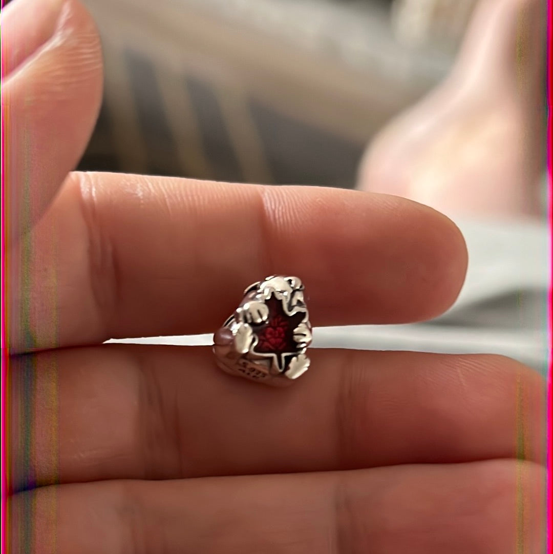 Genuine Pandora Canadian Maple Leaf With Red Enamel Beaver Travel Charm Rare HTF