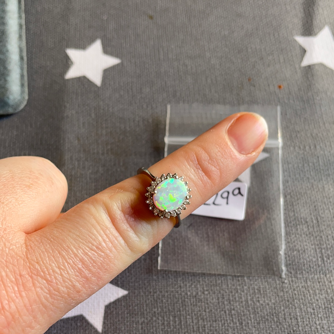 Unbranded But Beautiful Opal Ring with CZ in Size 52