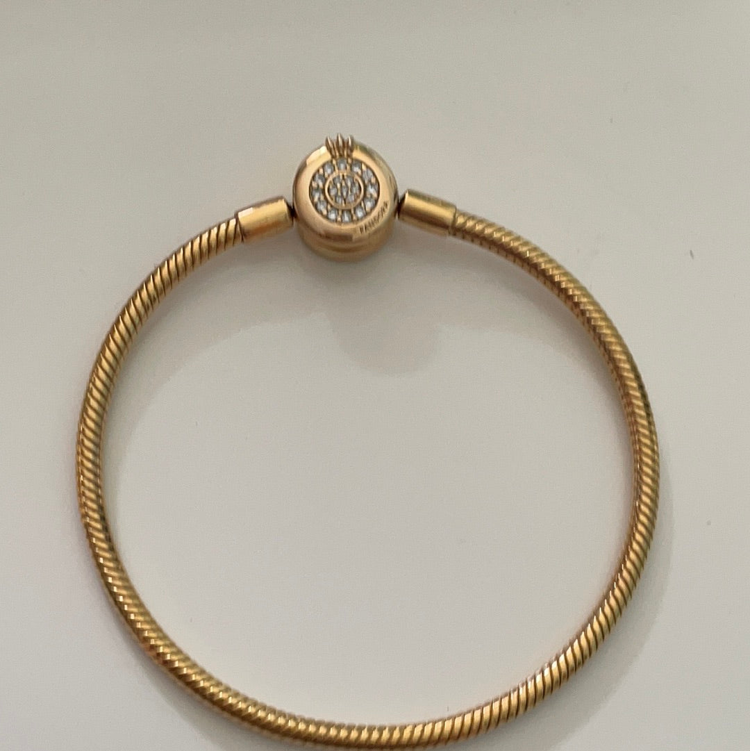 Genuine Pandora Moments Shine Bracelet 17cm Crown Pave Clasp