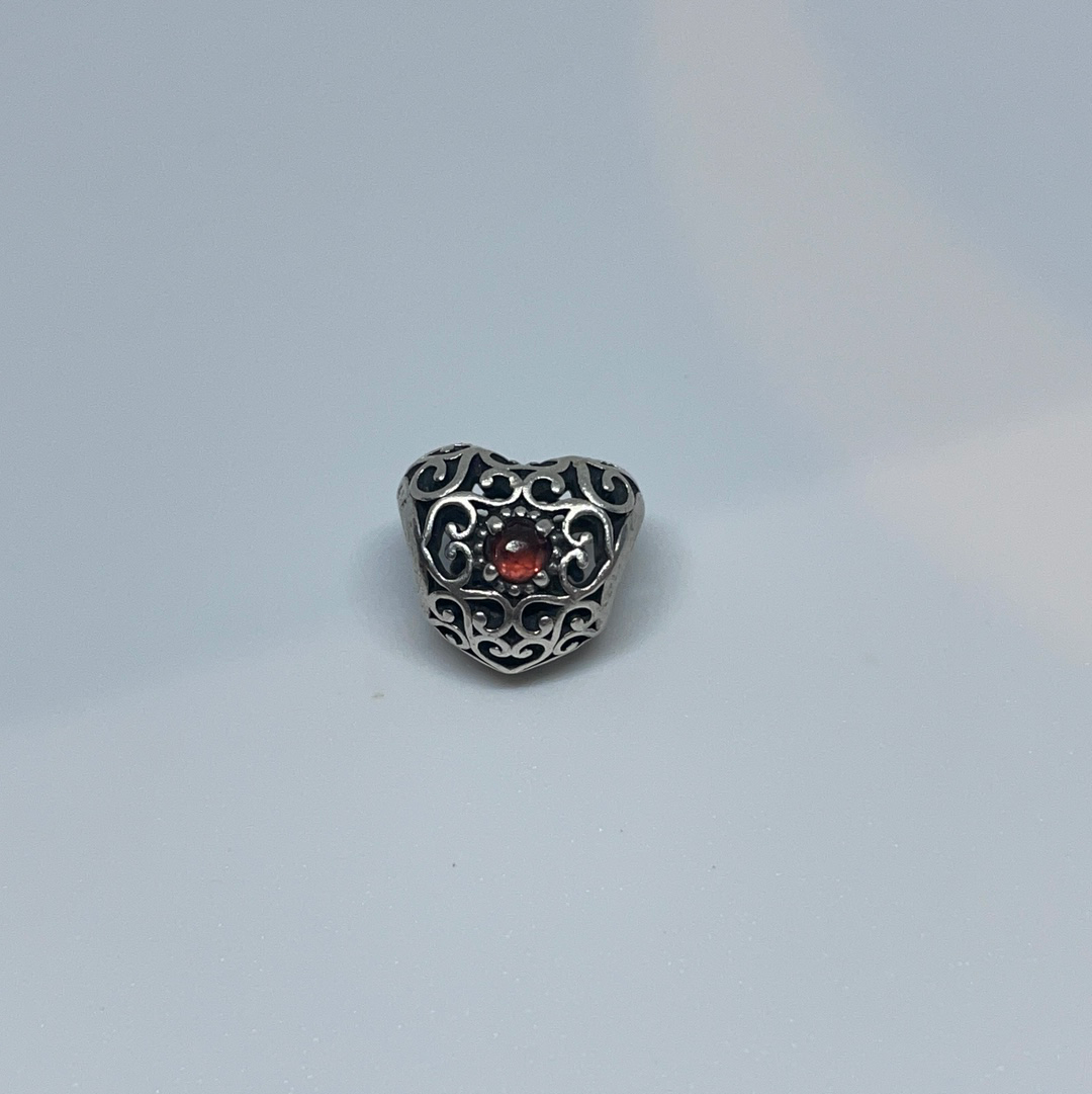 Genuine Pandora Red Heart Birthstone Garnet January/ July Birthstone
