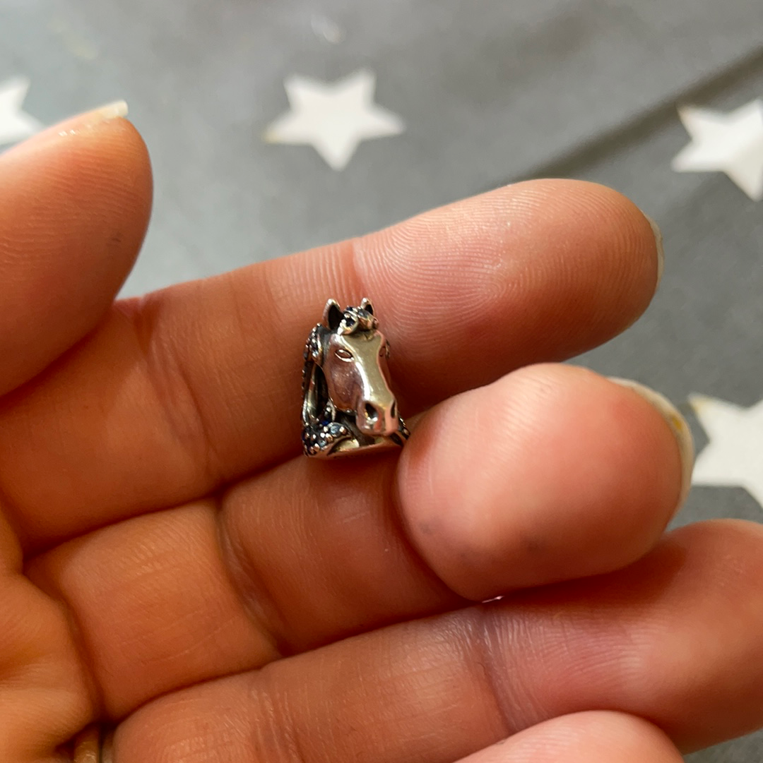 Genuine Pandora Disney Elsa Nokk Horse Frozen Pave Blue Charm