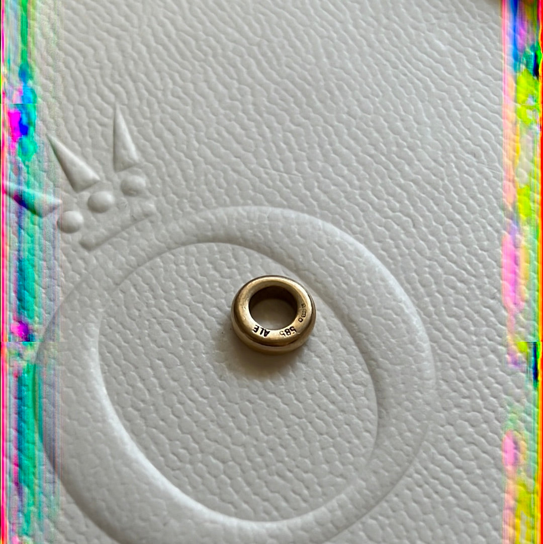 Genuine Pandora Solid 14ct Gold Flat Plain Spacer Charm RARE HTF