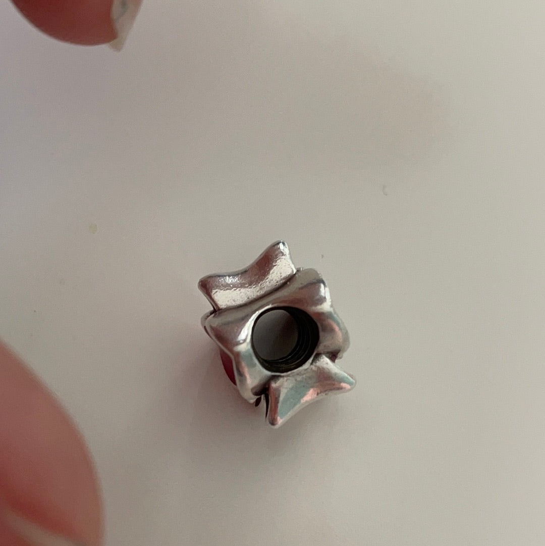 Genuine Pandora Pave Pink Orchid Flower Charm