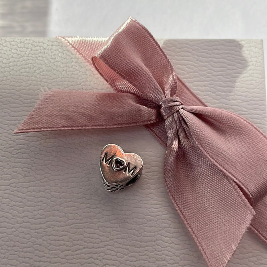 Genuine Pandora Mum Mom Stone Heart Charm Gift Charm