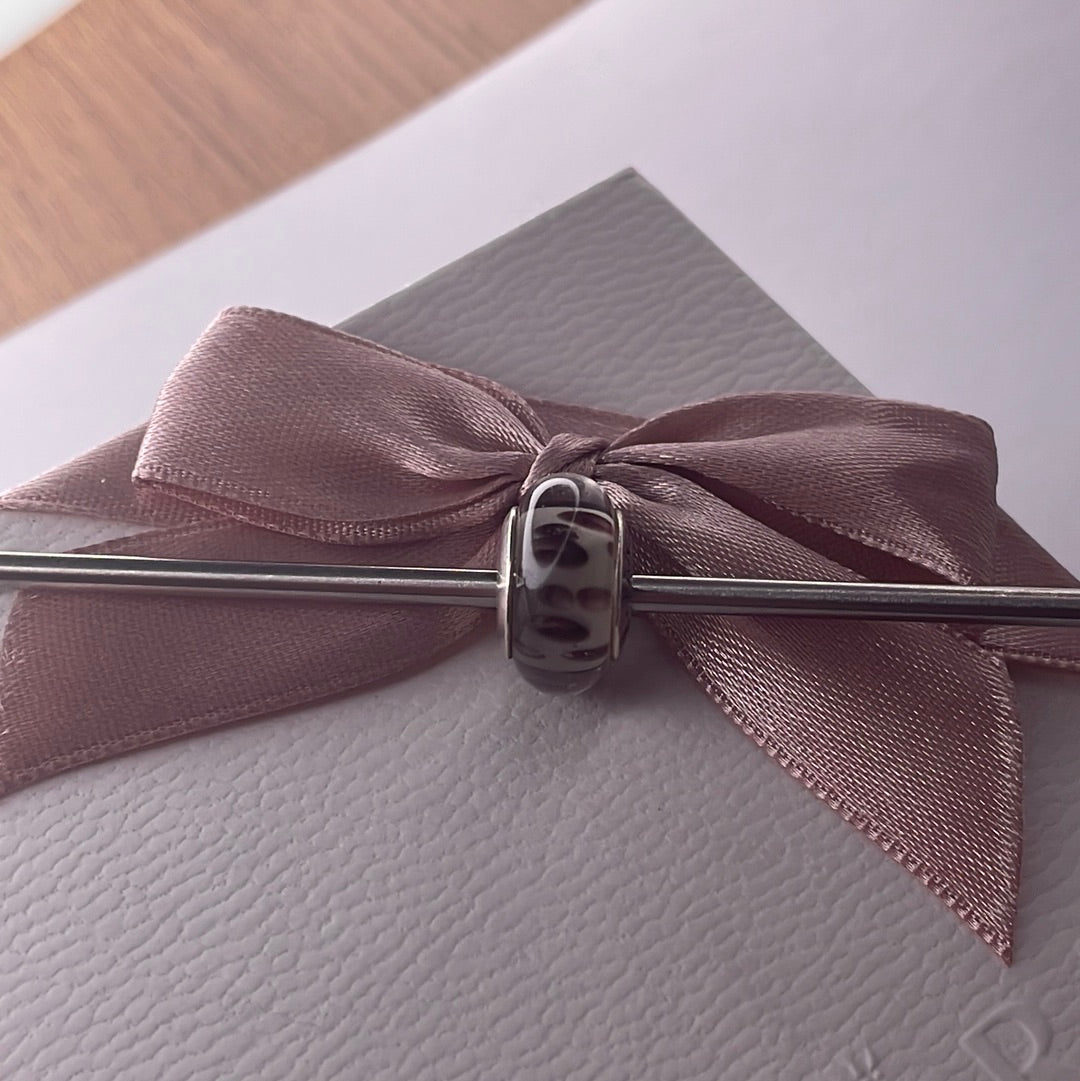 Genuine Pandora Animal Murano Glass Charm Snow Leopard