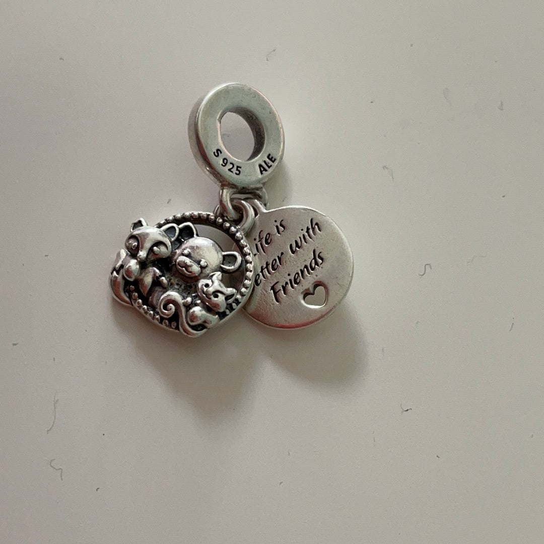 Genuine Pandora Fox, Bear and Squirrel Dangle Charm