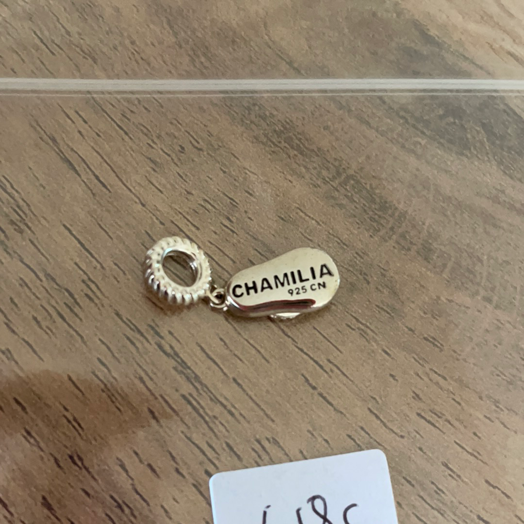 Genuine Chamilia Flip Flop Summer Charm With Blue Enamel and Stones