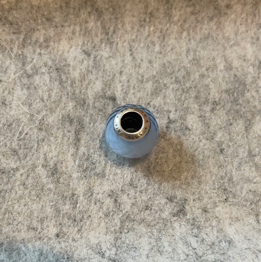 Genuine Pandora Small Facet Murano In Light Blue HTF