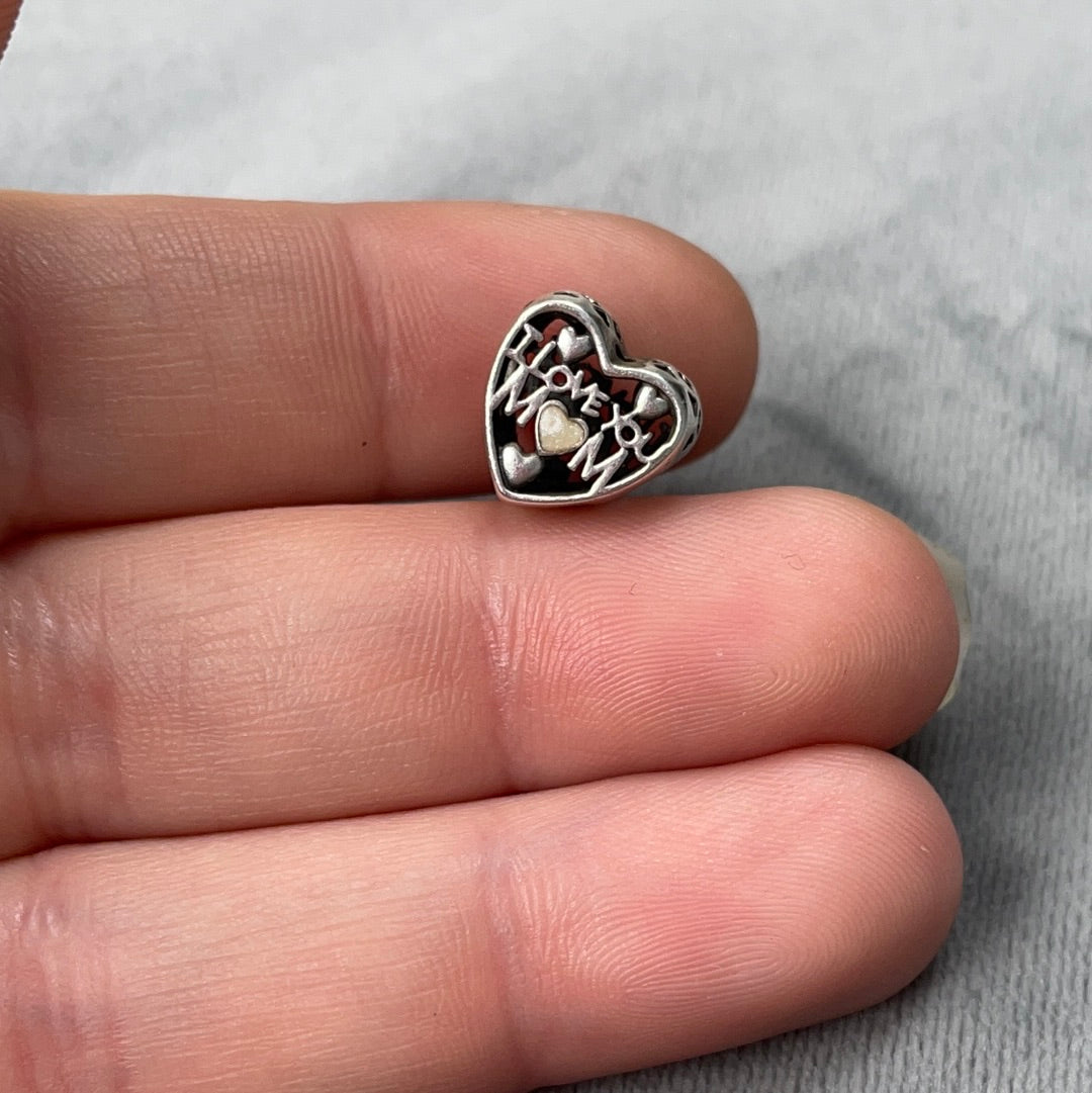 Genuine Pandora I Love You Mum Openwork Heart Pearl Charm