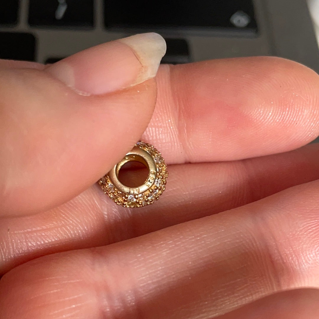 Genuine Pandora Shine Gold Pave Clear Stone Ball Charm