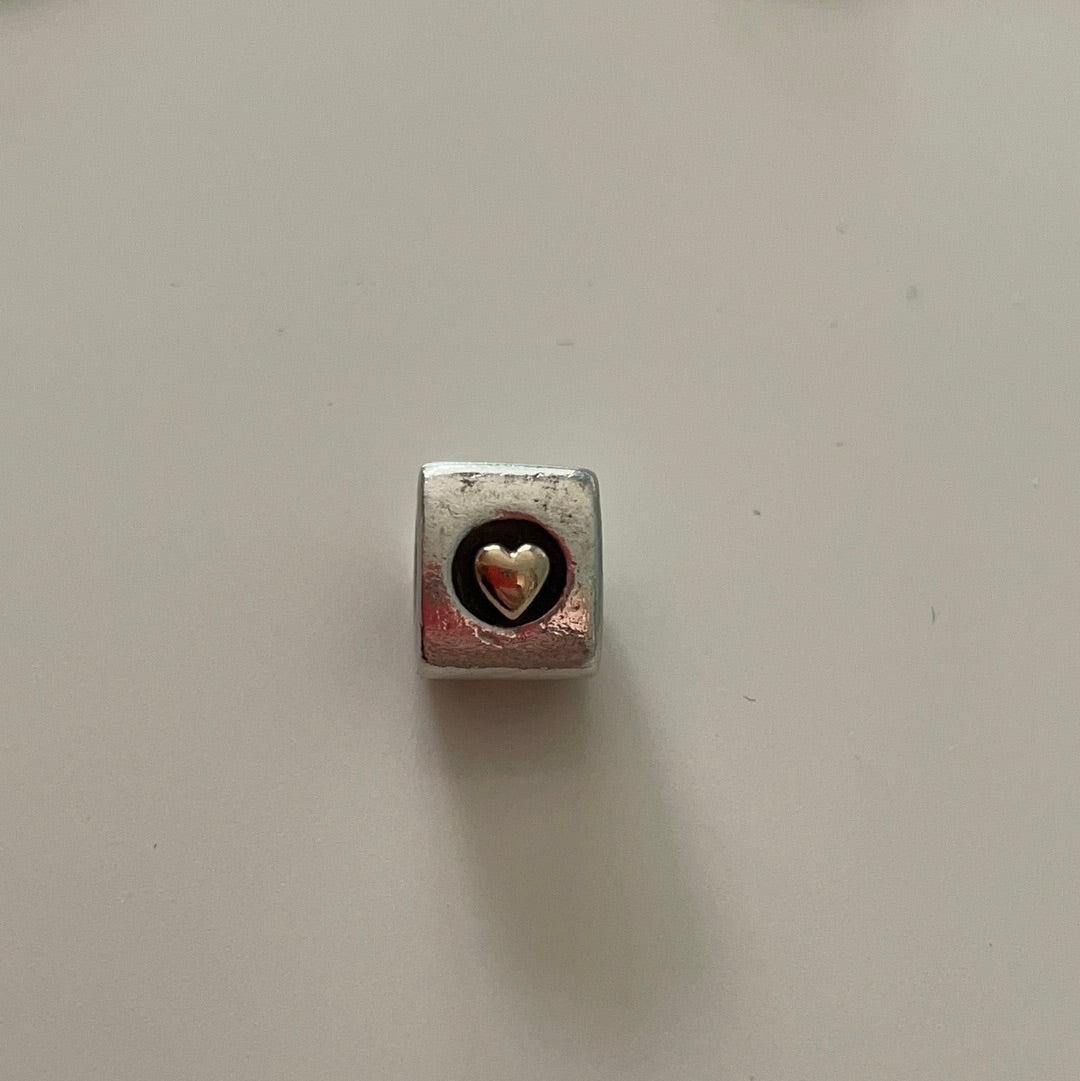 Genuine Pandora Two Tone Heart Triangular Charm