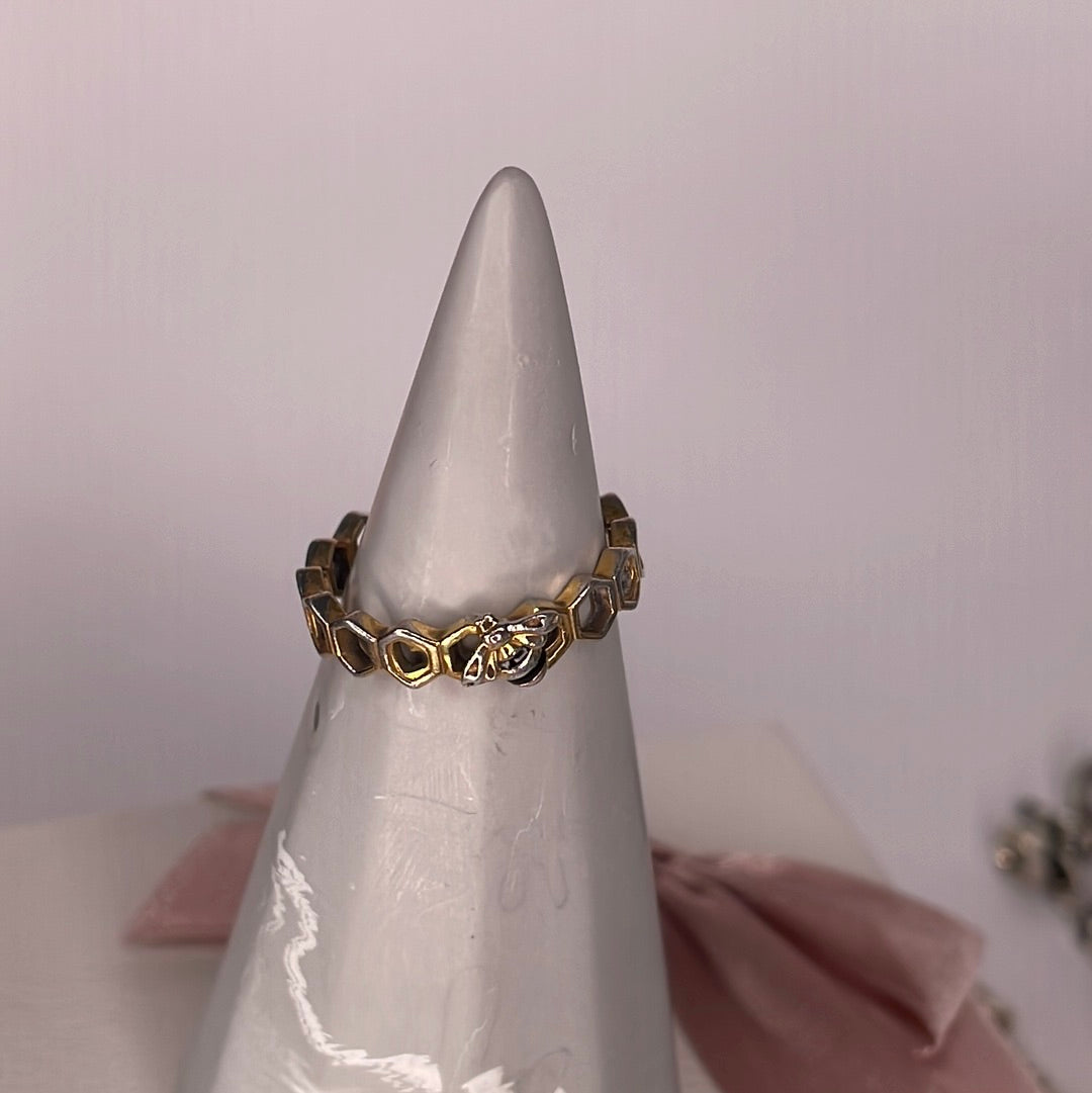 Genuine Pandora Shine Gold Bee Honeycomb Ring in Size 56