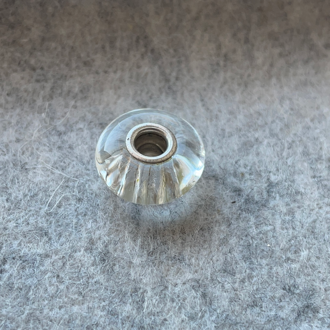 Genuine Chamilia White Chrome Silver Corrugated Foil Murano Charm