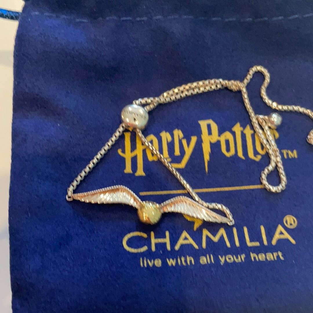 Genuine Chamilia Brand New in Box Harry Potter Golden Snitch Slider Bracelet