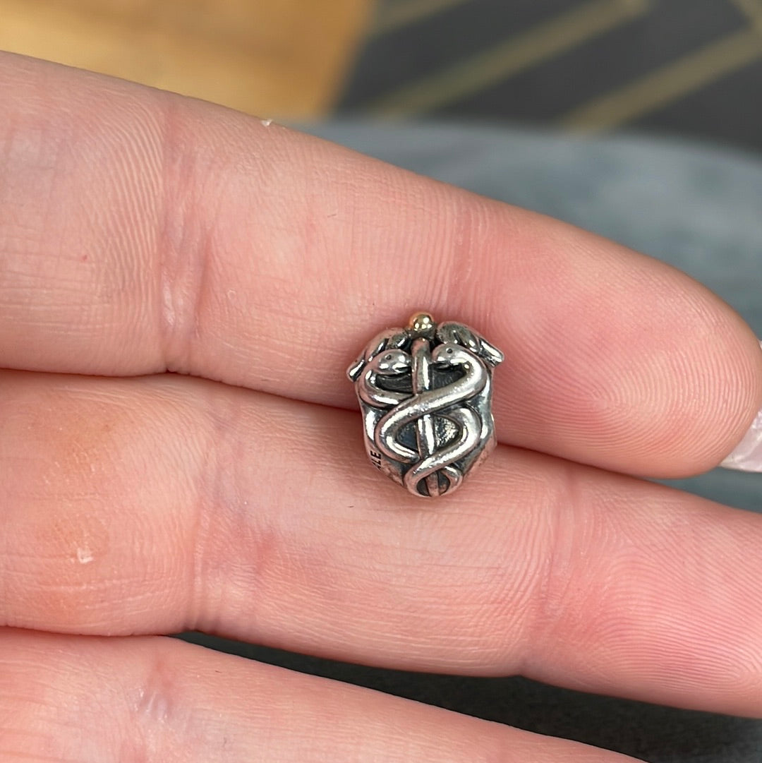 Genuine Pandora Two Tone Medical Life Saver Snake Nurse Doctor Charm