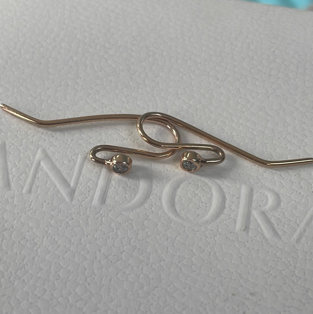 Genuine Pandora Rose Gold Compose Posts Hoops With CZ RARE Brand New