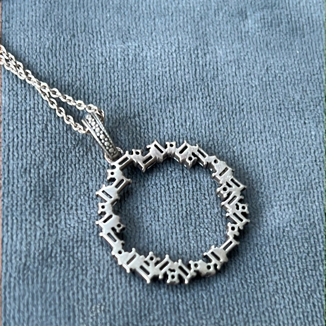Genuine Pandora Sparkling Ice Cube Circle Pave Necklace