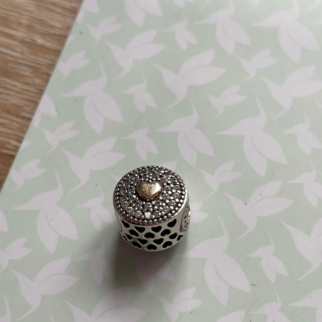Genuine Pandora Essence Two Tone Heart Pave Affection Charm