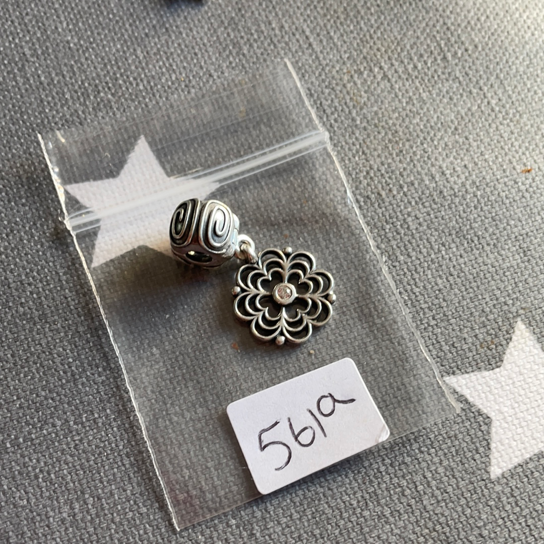 Genuine Pandora Dogwood Flower Openwork Clear Stone CZ Clip Rare