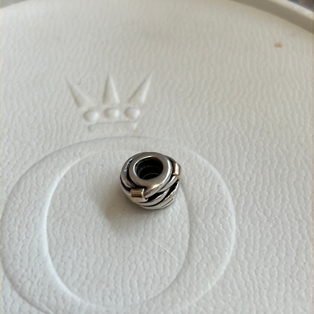 Genuine Pandora Rope Line Charm With Two Tone Squares