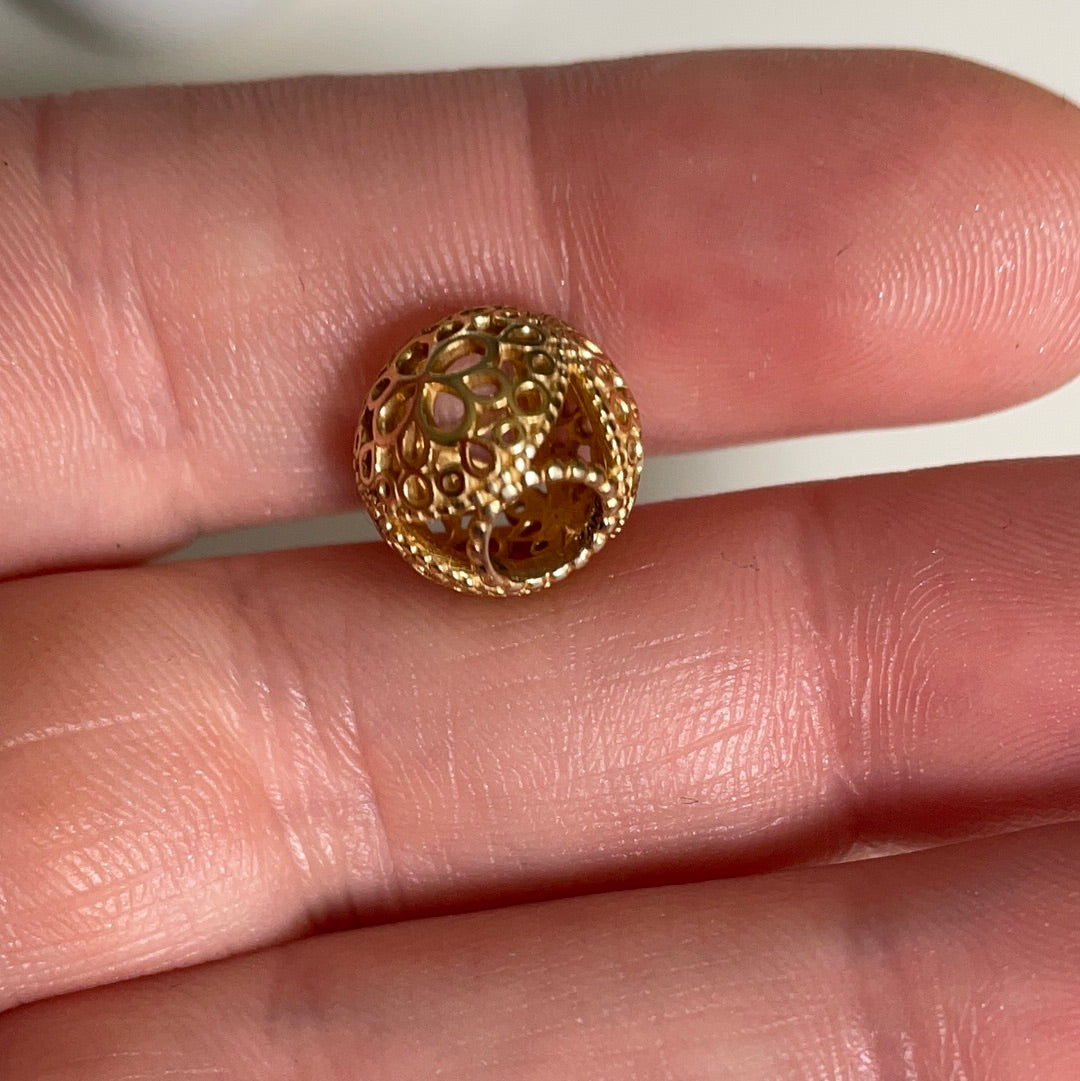 Genuine Pandora Shine Gold Openwork Flower Charm