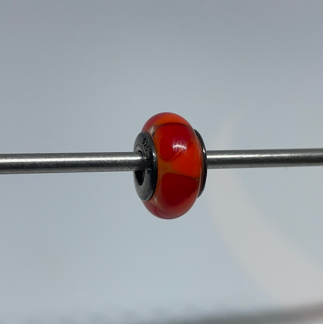 Genuine Pandora Glass Murano Charm Red Orange