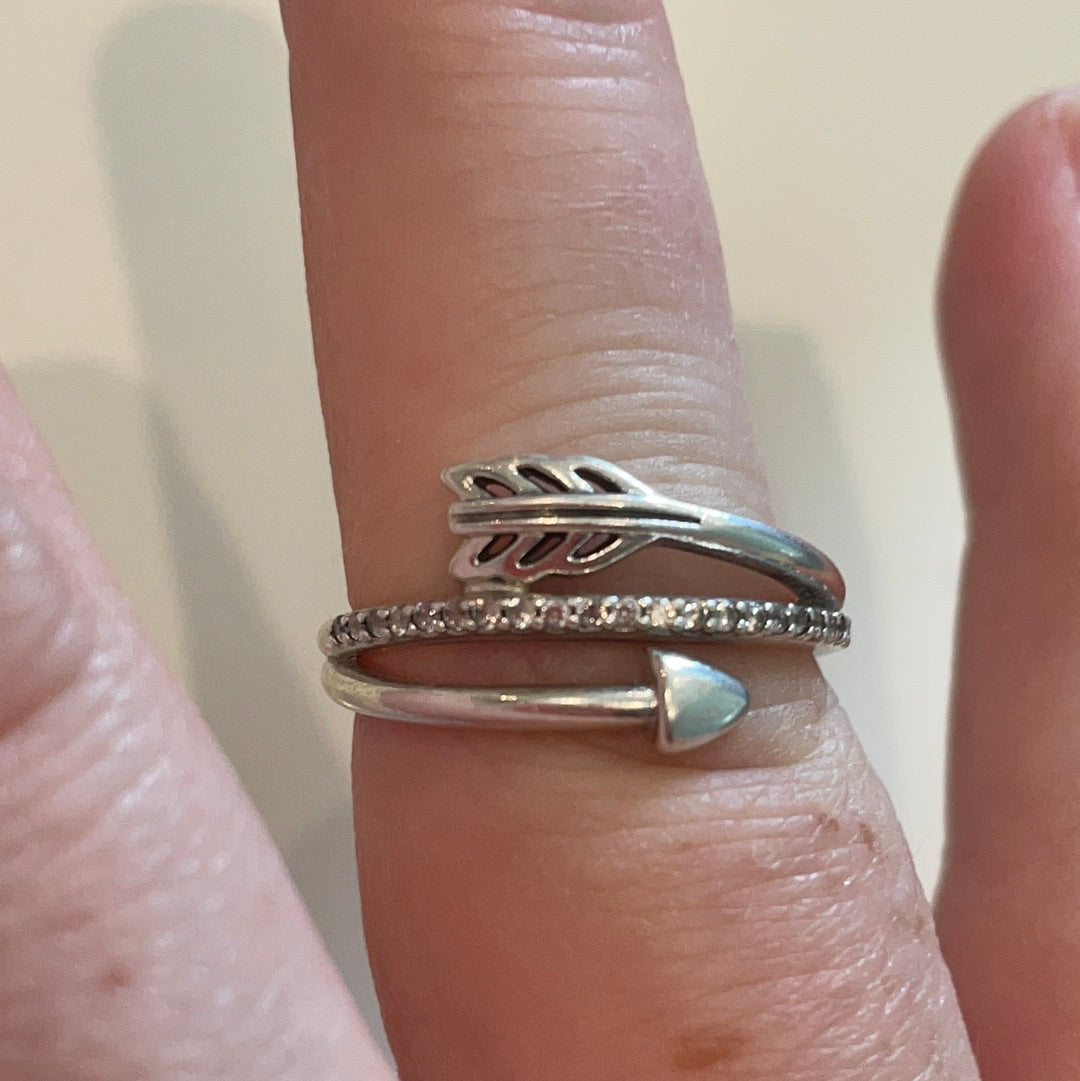 Genuine Pandora Pave Arrow Ring Wrap Around Size 60