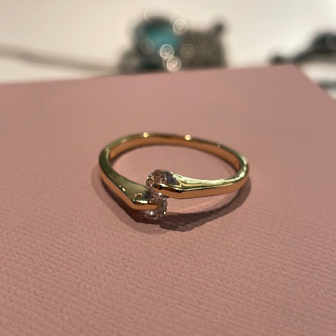Unbranded Sterling Silver Gold Plated Stone Ring Size 58