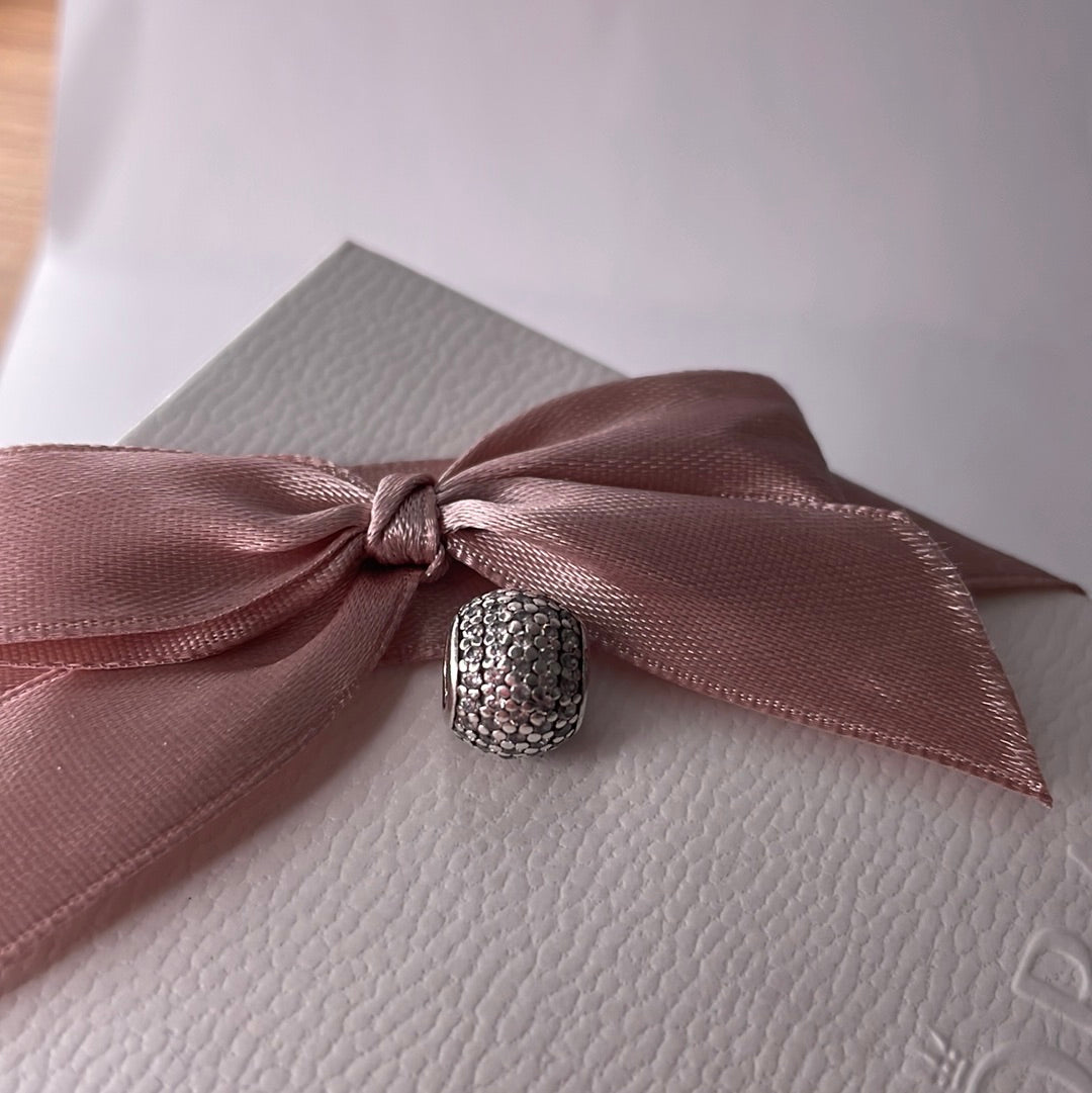 Genuine Pandora Pave Sparkle Ball Charm Clear