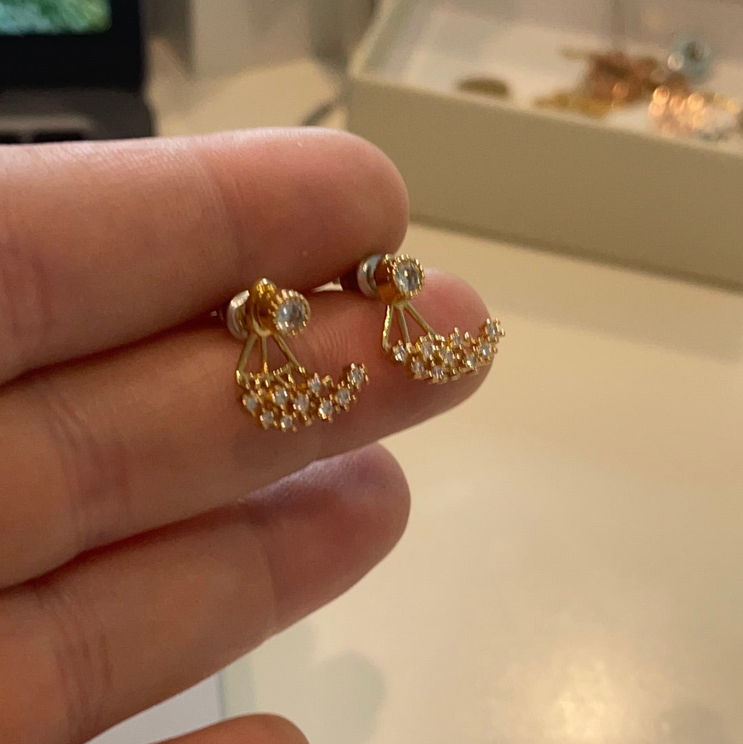 Brand New Gold Plated Pave Ear Cuff Earrings Beautiful!