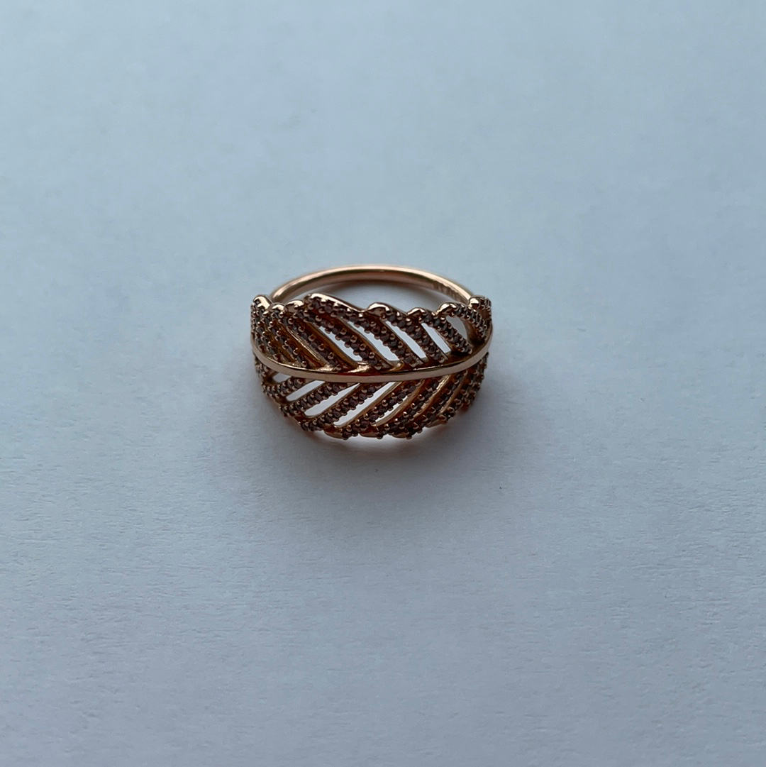 Genuine Pandora Rose Gold Angel Wing Pave Feather Ring Size...