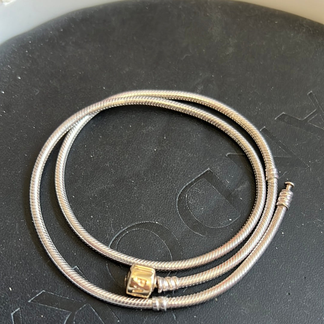 Genuine Pandora 50cm G585 Gold Two Tone Clasp Moments Snake Chain