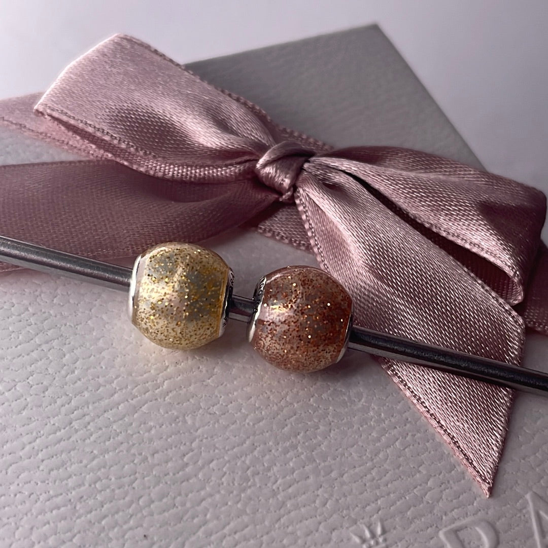 Genuine Pandora Gold or Silver Glitter Ball Charm