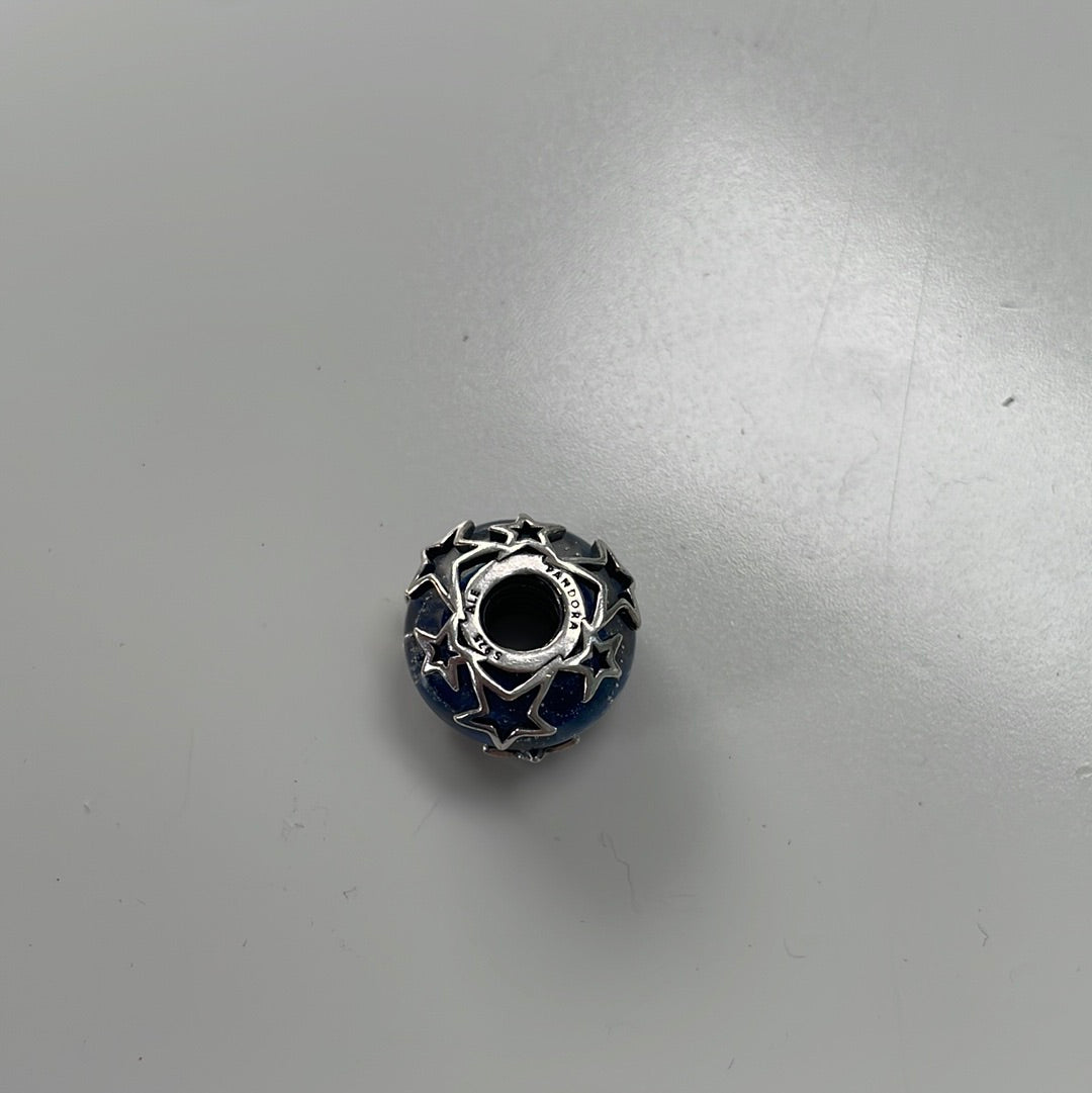 Genuine Pandora New Style Star Navy Blue Murano Fizzle Charm