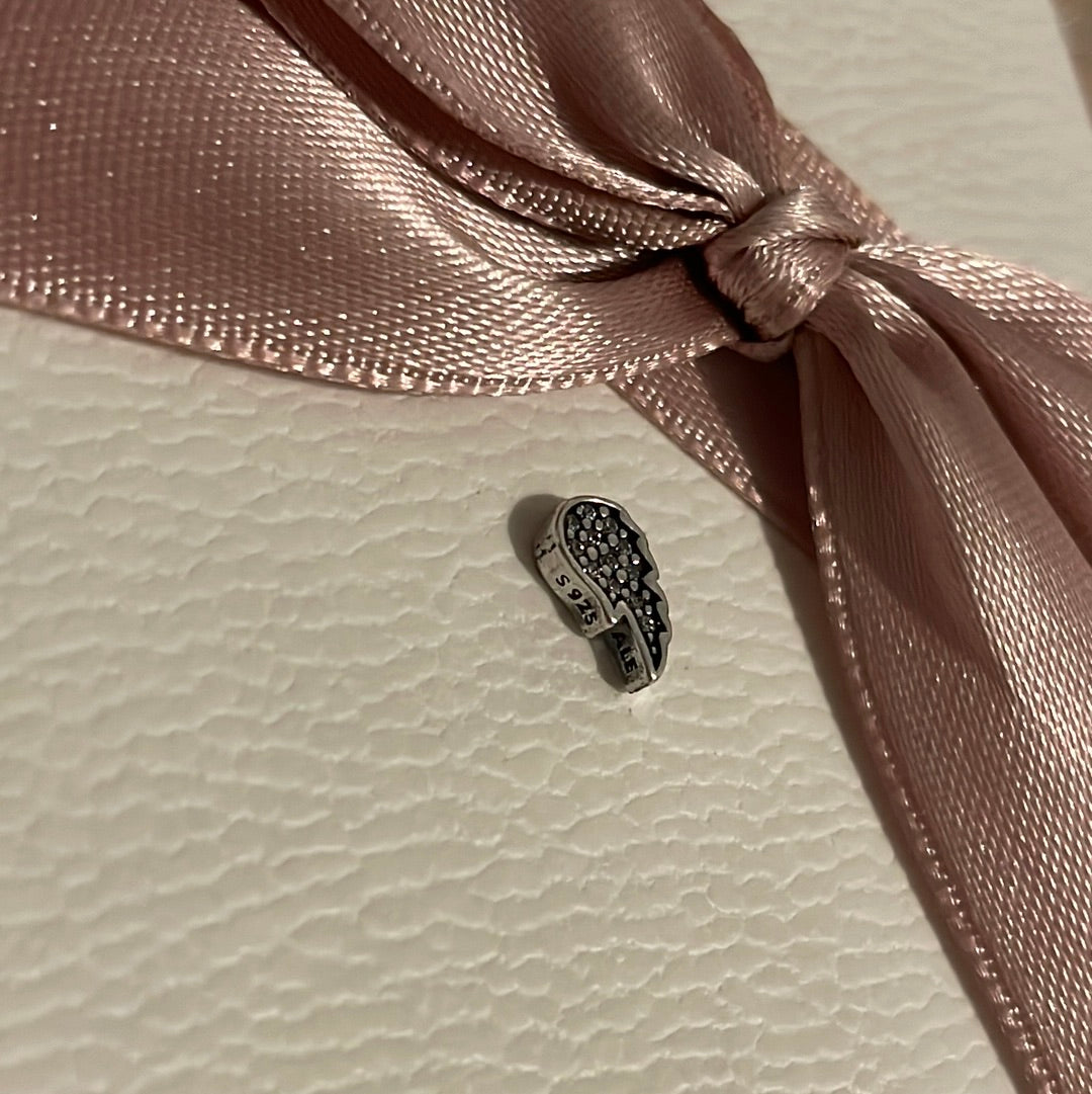 Genuine Pandora Floating Angel Wing Locket Petite Charm Love Pave