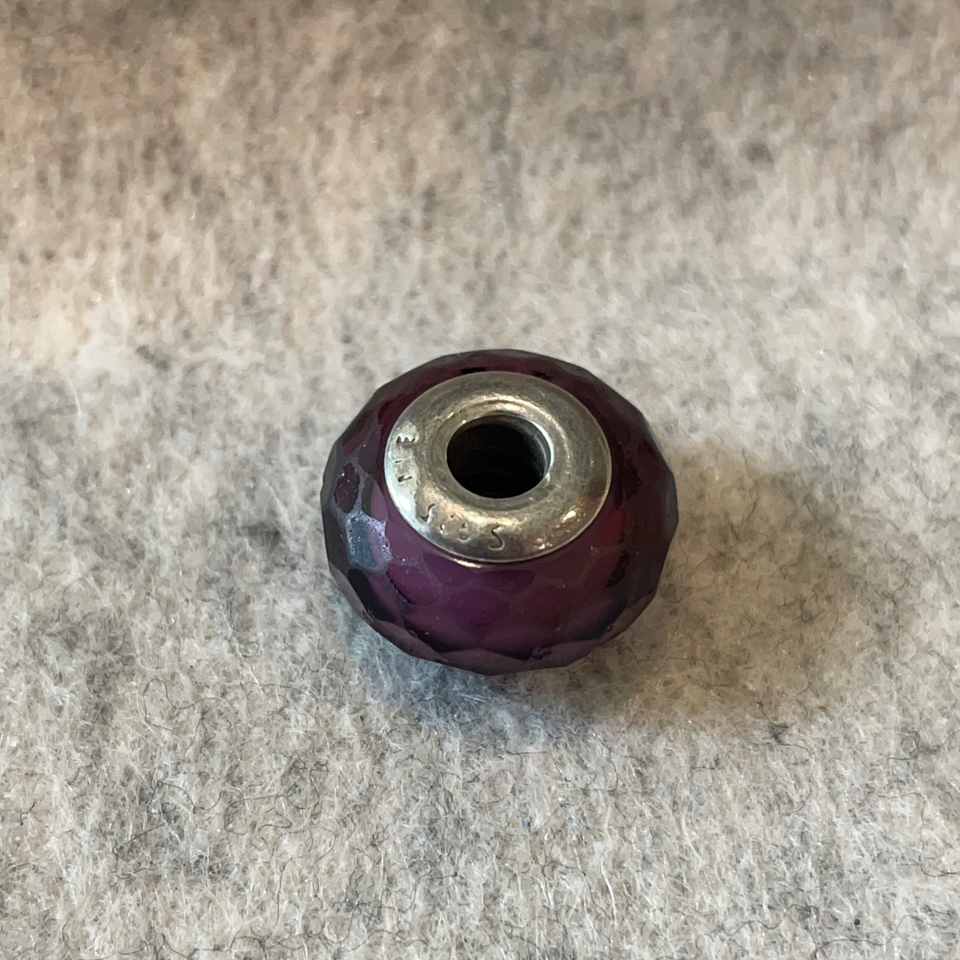 Genuine Pandora Purple Faceted Murano Glass Charm