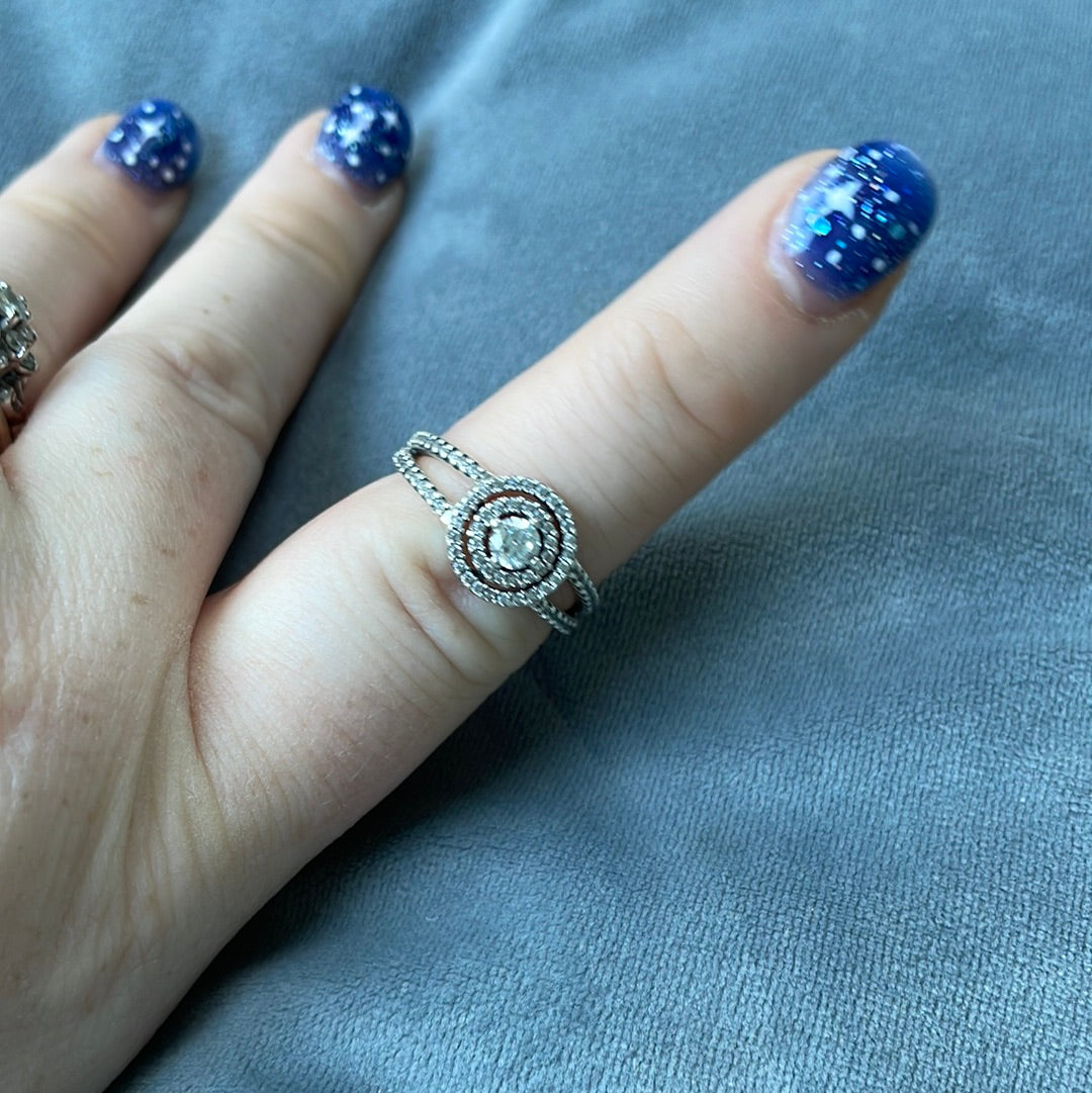 Genuine Pandora Sparkling Double Halo Pave Ring 56