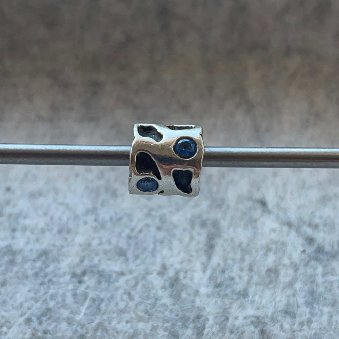 Genuine Pandora Silver Blue Pond CZ Stone Charm Retired