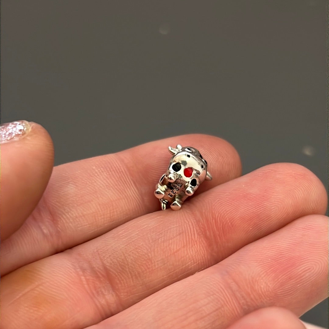 Sterling Silver Cute Enamel Cow Charm