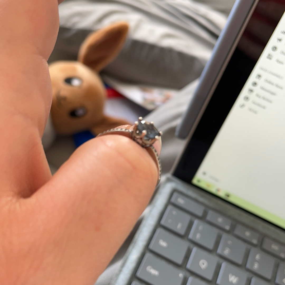 Genuine Pandora Light Blue Stone Ring Size 48 Ring