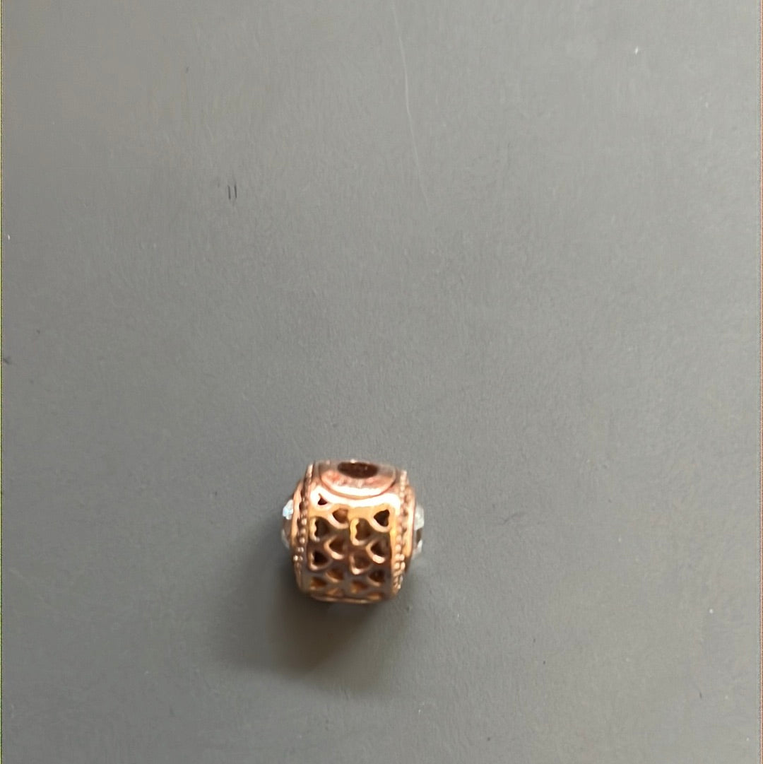 Genuine Pandora Rose Gold Essence Compassion Pave Heart Charm RARE