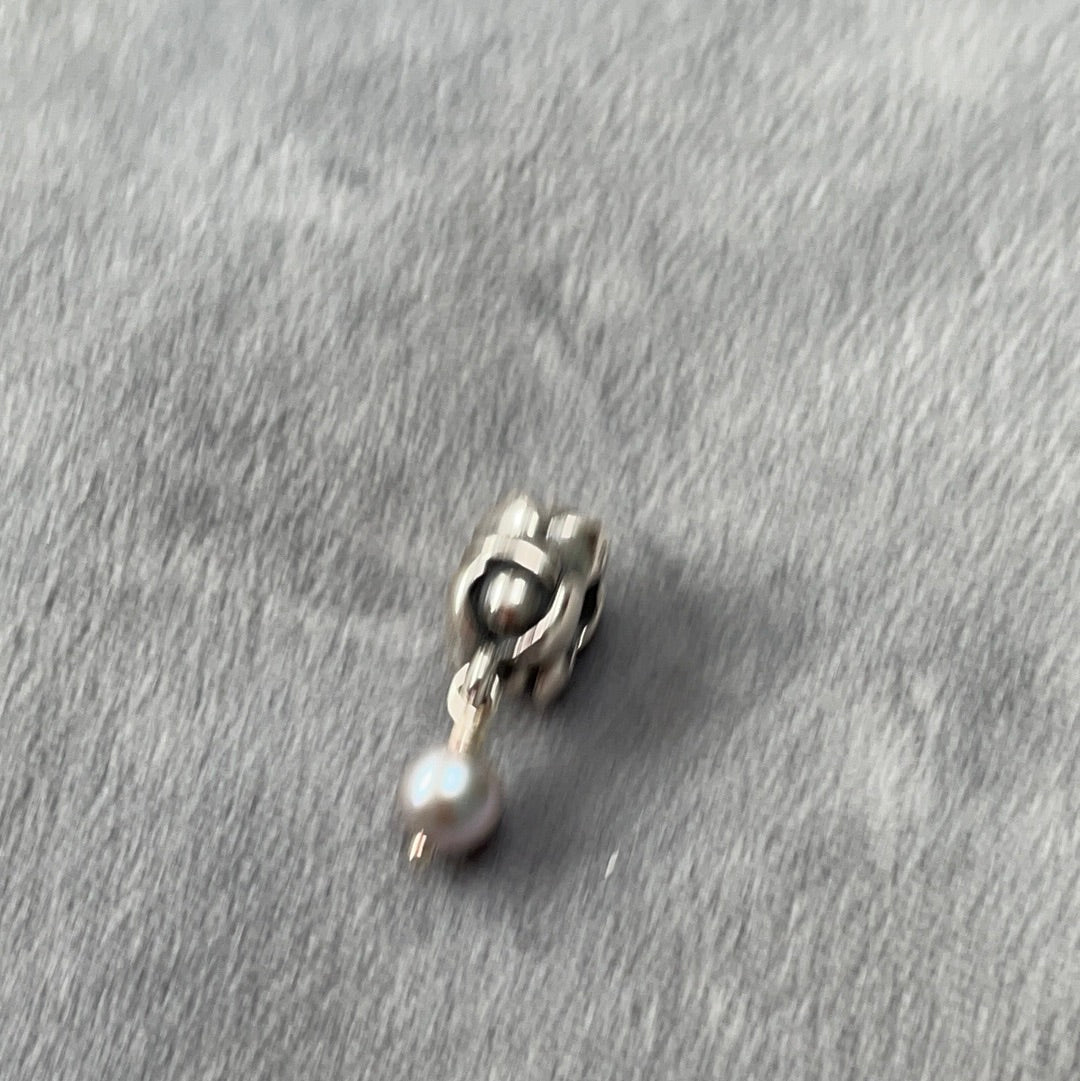 Genuine Pandora Rare Wish Grey Pearl Dangle Charm RARE HTF