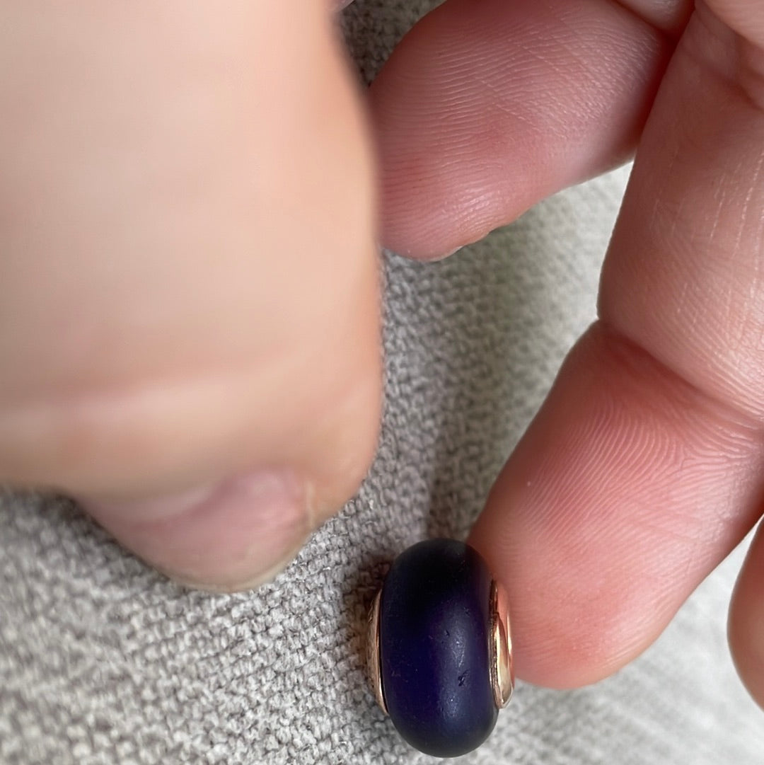 Genuine Pandora Rose Gold Matte Navy/ Deep Purple Murano Charm