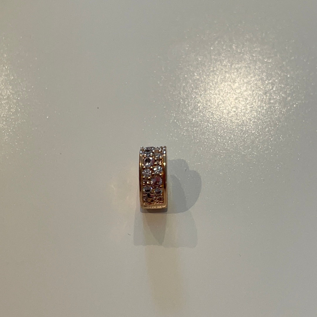 Genuine Pandora Rose Gold Pave Heart Clips With Silicone PAIR