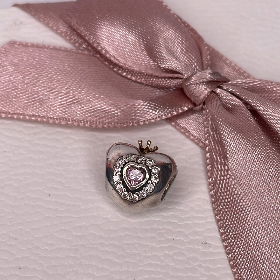 Genuine Pandora Two Tone Princess Heart with Gold crown