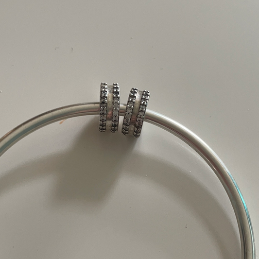 Genuine Pandora Pave Line Clips Pair Of WITH SILICONE