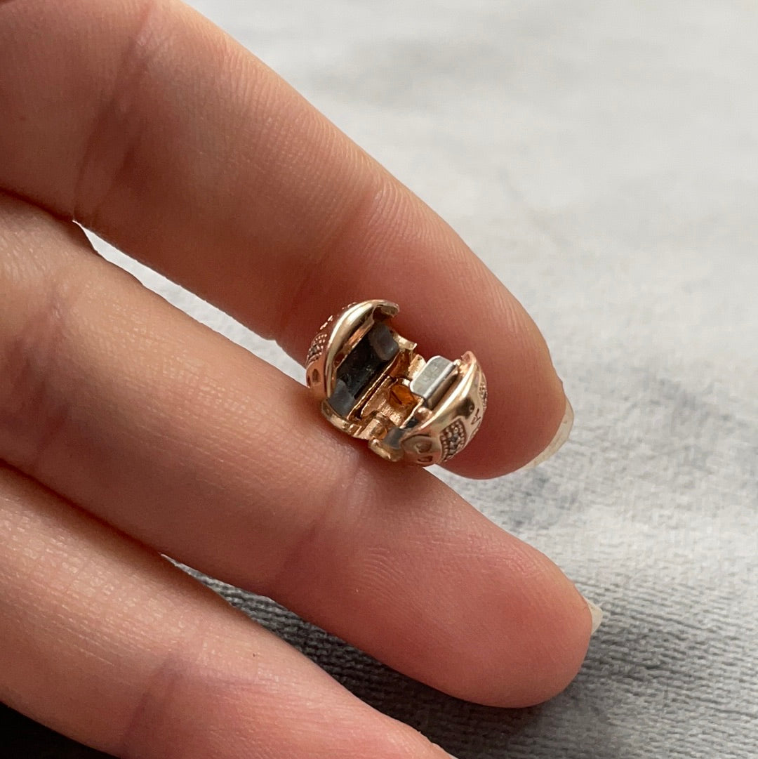 Genuine Pandora Rose Gold Pave Sparkling Logo Clip Charm