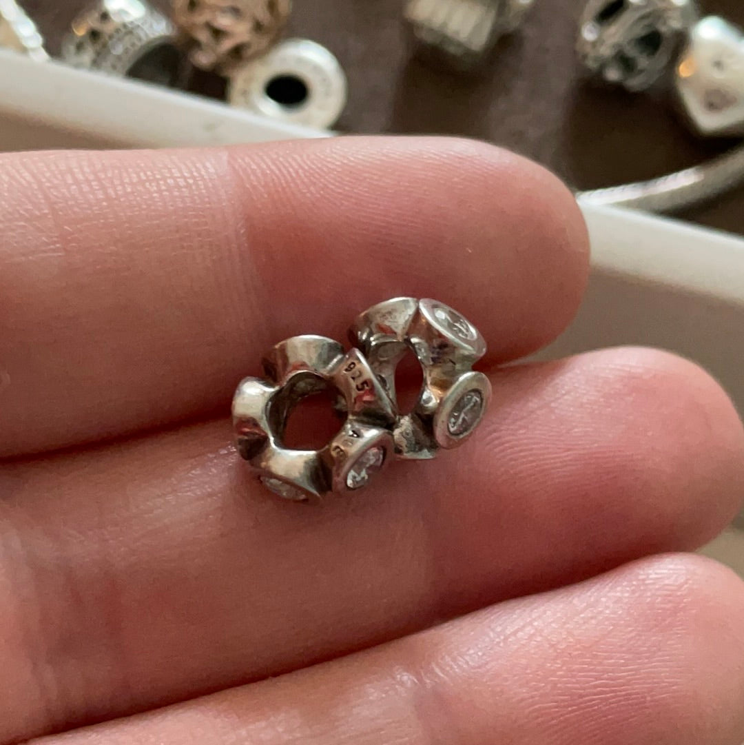 Genuine Pandora Clear Stone Spacer Charm Retired - PAIR