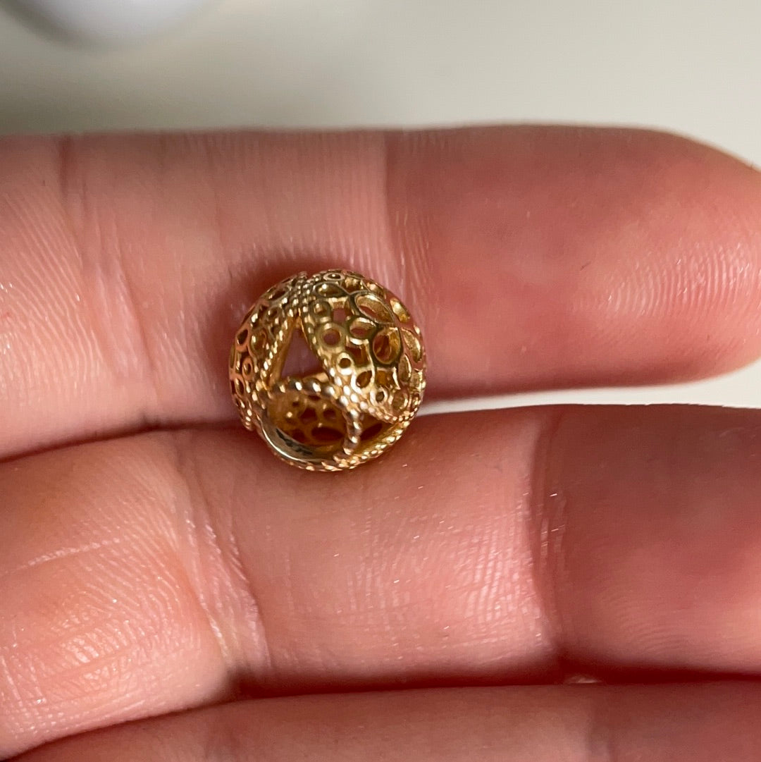 Genuine Pandora Shine Gold Openwork Flower Charm